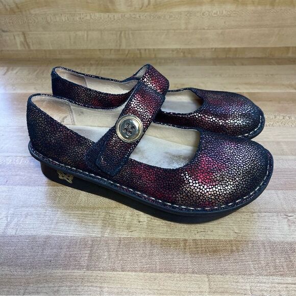 ALEGRIA PAL-232 Womens Size 37 Reflect Leather Maryjane Slip Resistant Clog - Picture 1 of 7